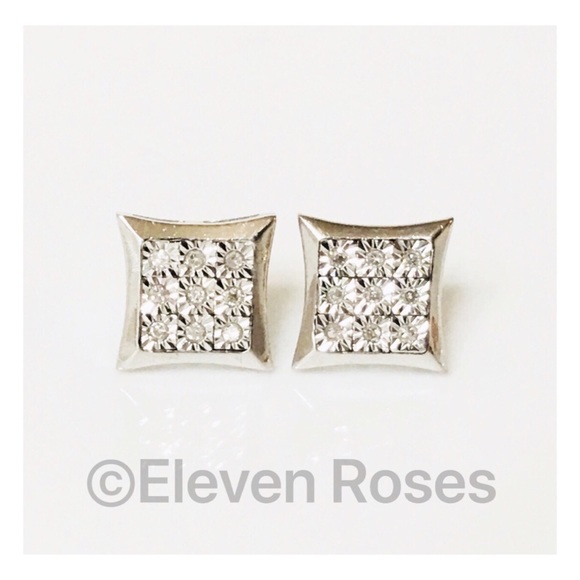 Other - Men’s Large Sterling Diamond Kite Stud Earrings